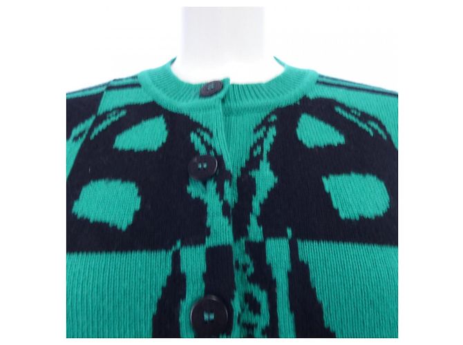 Cárdigan de cachemira Hermès Negro Beige Verde - vista 5