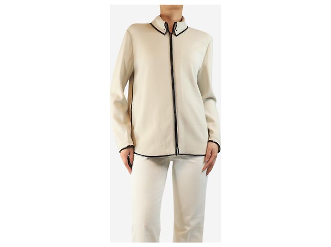 Giorgio Armani Neutrale Kreppjacke - Größe UK 14 - Ansicht 3