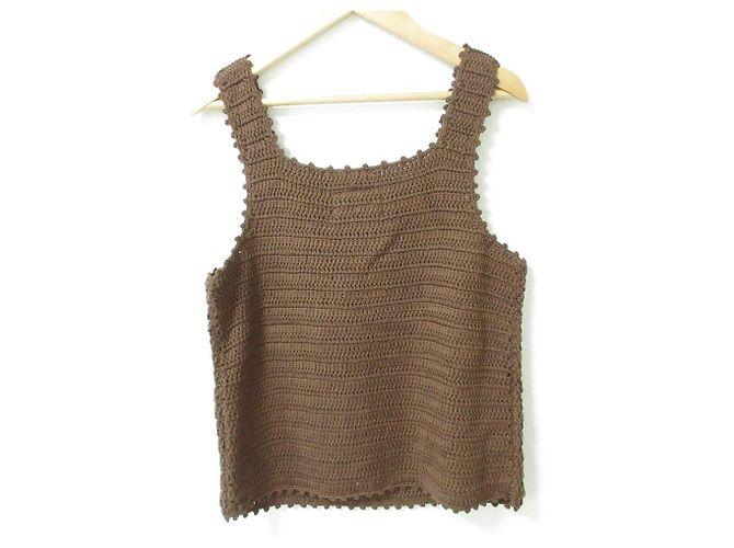 Autre Marque Top de punto de mosaico de ganchillo a mano Doublet Castaño - vista 2