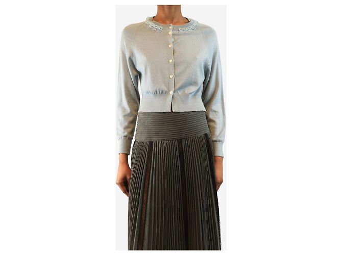 Simone Rocha Hellblauer Cardigan mit verziertem Kragen - Größe XS - Ansicht 3