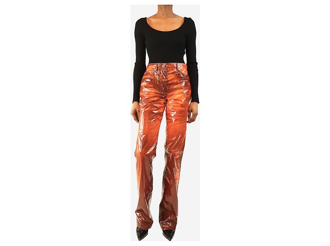 Salvatore Ferragamo Pantalones de vinilo marrón - talla UK 6 Castaño - vista 2