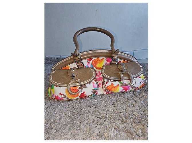 Sac à main Dior en toile imprimée et cuir Marron Multicolore - vue 4