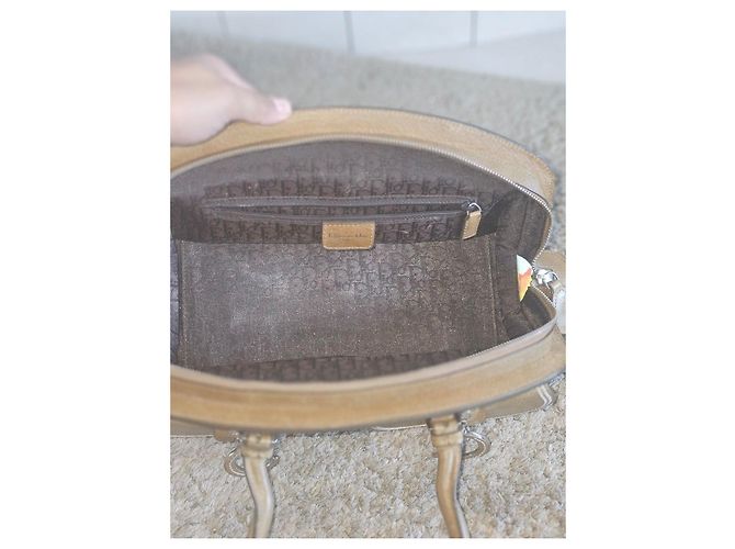 Sac à main Dior en toile imprimée et cuir Marron Multicolore - vue 9