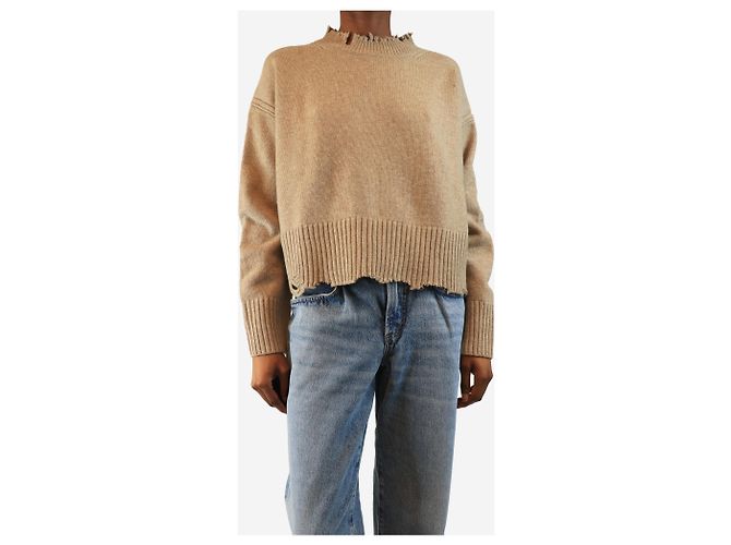 Helmut Lang Beige distressed wool jumper - size S - view 3