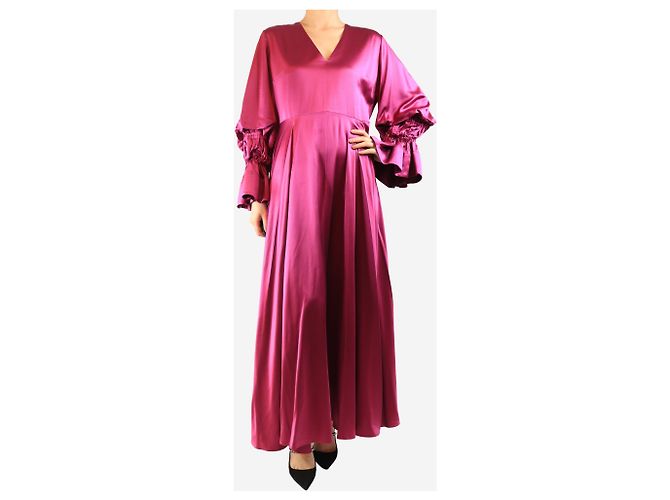Roksanda Rosa Seiden-Midikleid - Größe UK 14 Pink - Ansicht 3
