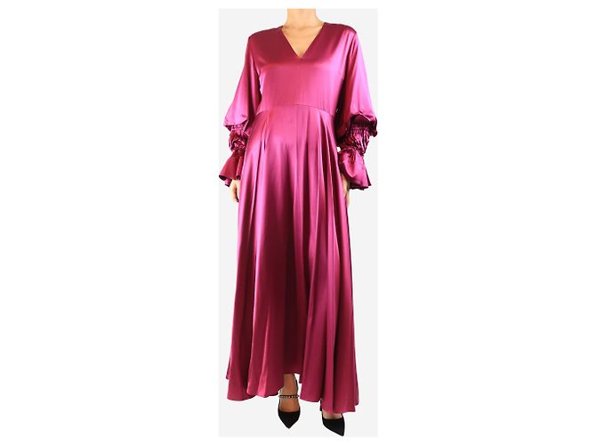Roksanda Rosa Seiden-Midikleid - Größe UK 14 Pink - Ansicht 4