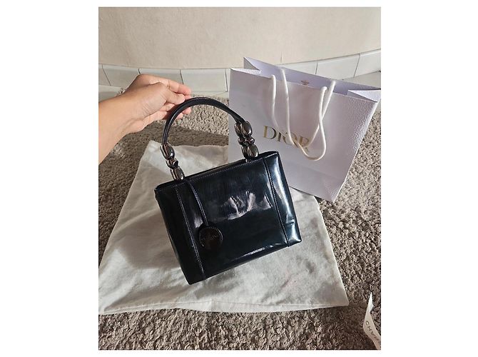 Borsa a Mano Dior in Pelle Verniciata Nera Nero - vista 2