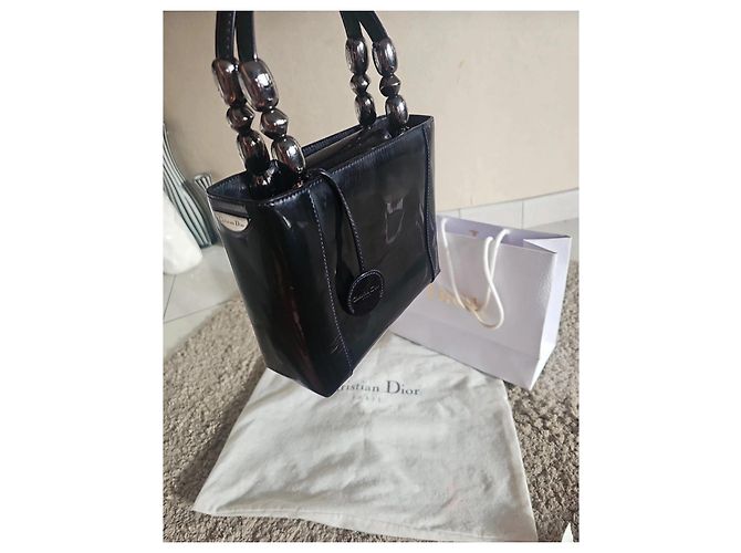 Borsa a Mano Dior in Pelle Verniciata Nera Nero - vista 3