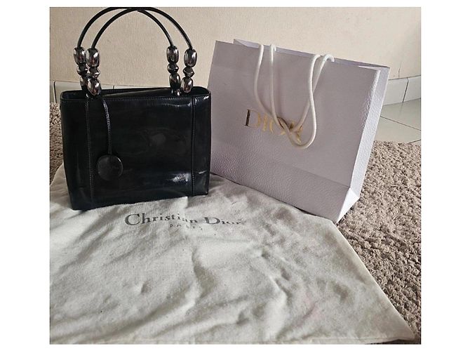 Borsa a Mano Dior in Pelle Verniciata Nera Nero - vista 7