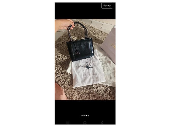 Borsa a Mano Dior in Pelle Verniciata Nera Nero - vista 8
