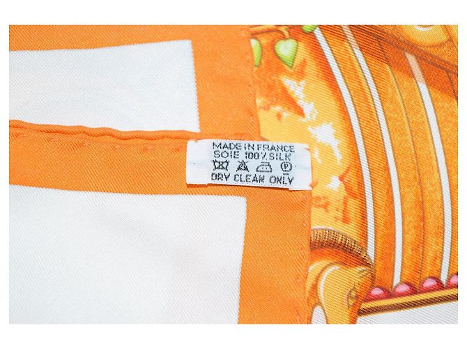 Sciarpa Hermès Monete E Simboli Dei Parisii 90 cm Sete Arancione RAK - vista 6