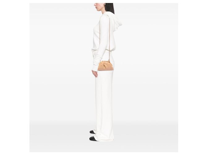 Bottega Veneta Mini Pouch in pelle di agnello beige con tracolla - vista 7