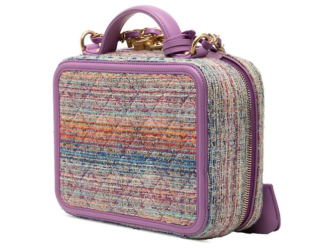 Chanel Viola Media Tweed CC Filigrana Vanity Case Porpora - vista 2