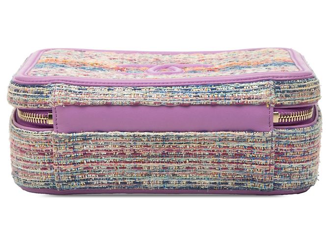 Chanel Viola Media Tweed CC Filigrana Vanity Case Porpora - vista 3
