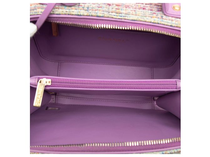 Chanel Viola Media Tweed CC Filigrana Vanity Case Porpora - vista 4