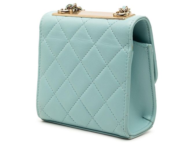 Chanel Blaue Mini-Tasche aus gestepptem Lammleder Trendy CC mit Kette Hellblau - Ansicht 2