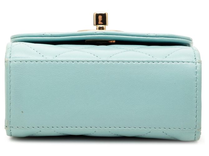 Chanel Blaue Mini-Tasche aus gestepptem Lammleder Trendy CC mit Kette Hellblau - Ansicht 3