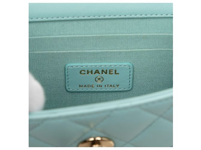 Chanel Blaue Mini-Tasche aus gestepptem Lammleder Trendy CC mit Kette Hellblau - Ansicht 5