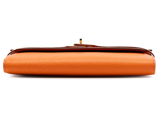 Cartera Larga Kelly en Chevre Mysore Naranja Hermès - vista 3
