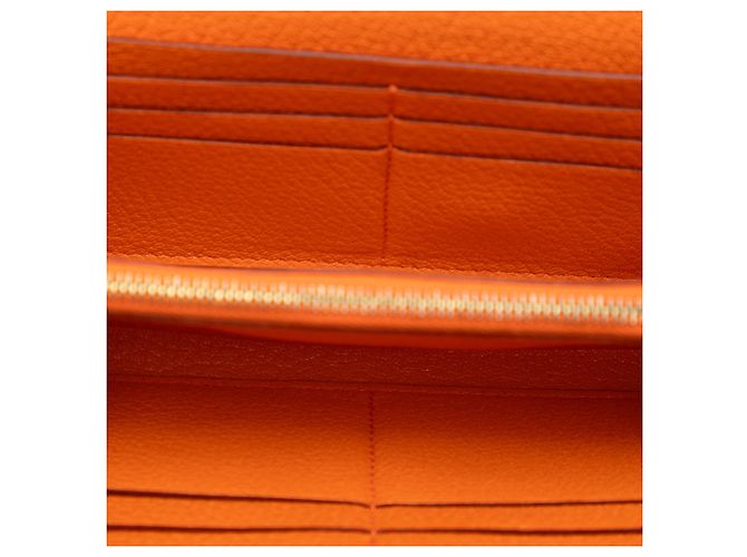 Cartera Larga Kelly en Chevre Mysore Naranja Hermès - vista 4