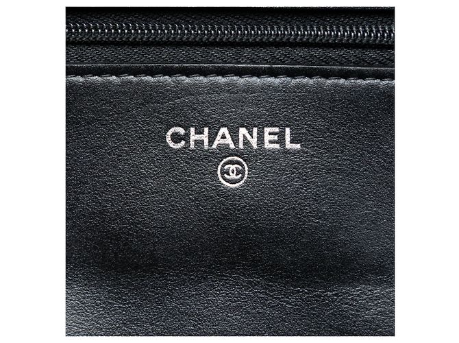 Wallet On Chain Chanel Schwarze gesteppte Wildleder Cocostellar Geldbörse mit Kette - Ansicht 5