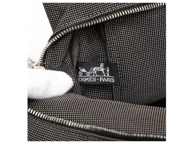 Hermès Tasche Herline MM aus grauem Canvas Braun Anthrazitgrau - Ansicht 5