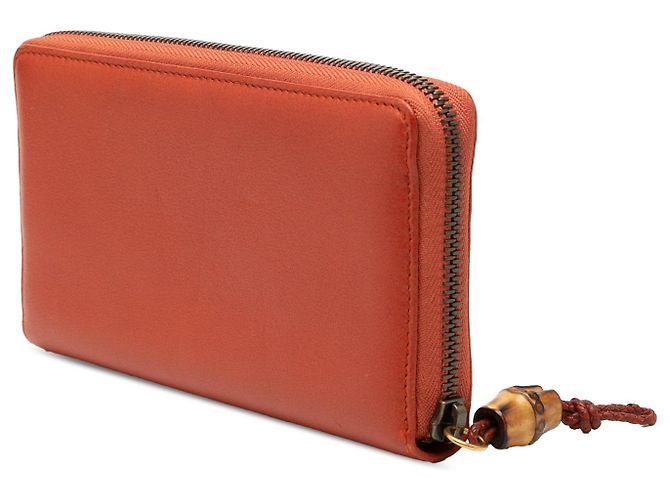Bamboo Cartera con cremallera de cuero naranja Gucci con bambú - vista 2