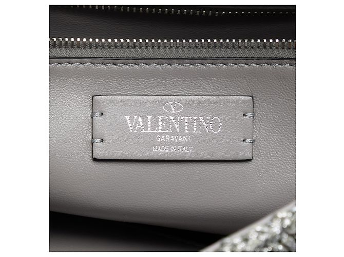 Valentino Große silberne Metallic-Strick-Roman-Studiertasche - Ansicht 5