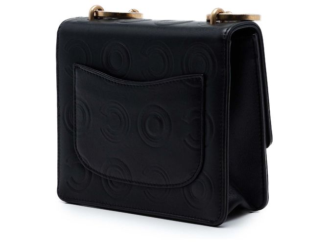 Chanel Mini Quadrato Nero in Pelle di Vitello Stampata Coco - vista 2