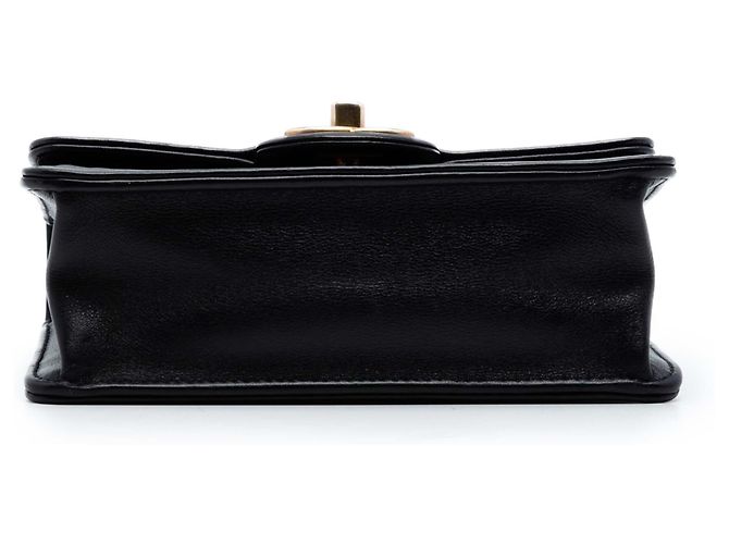 Chanel Mini Quadrato Nero in Pelle di Vitello Stampata Coco - vista 3