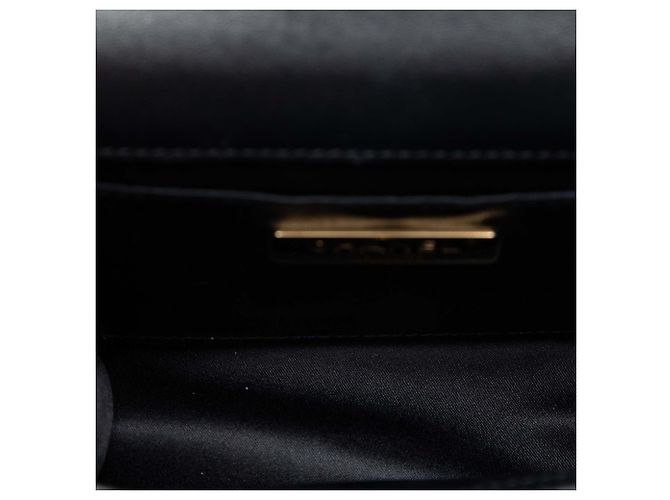 Chanel Mini Quadrato Nero in Pelle di Vitello Stampata Coco - vista 4