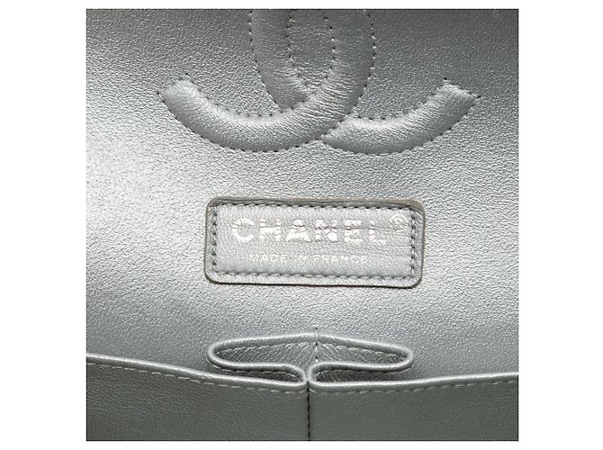 Chanel Nero Medio Classico Trapuntato in Tweed e Agnello Metallico Doppio Flap - vista 5