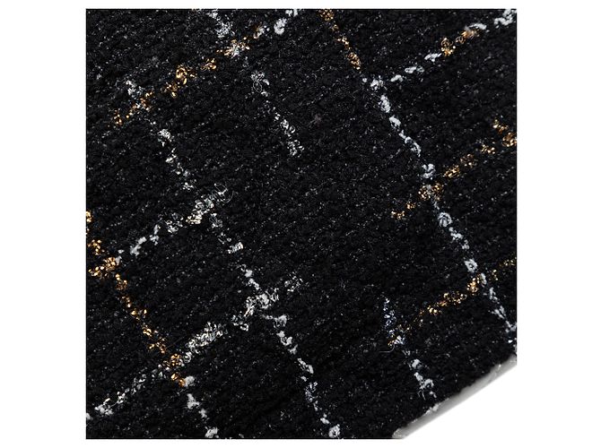 Chanel Nero Medio Classico Trapuntato in Tweed e Agnello Metallico Doppio Flap - vista 7