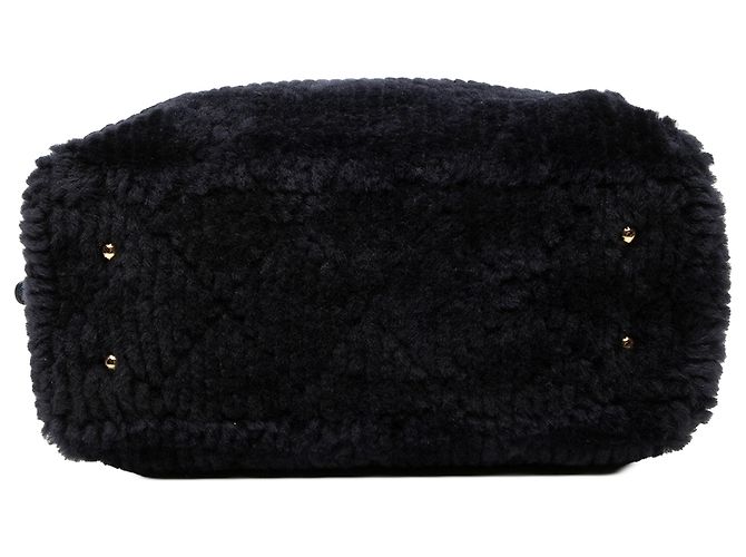 Große gesteppte Shearling Bowlingtasche Chanel Blue Coco Neigh Blau Marineblau - Ansicht 3
