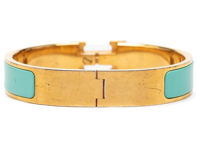Bracciale PM Clic H in smalto blu stretto Hermès - vista 3