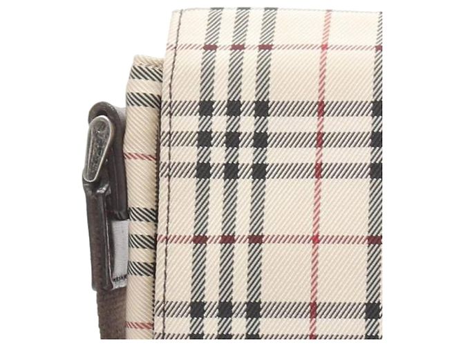 Borsa a tracolla in tela check beige Burberry - vista 13