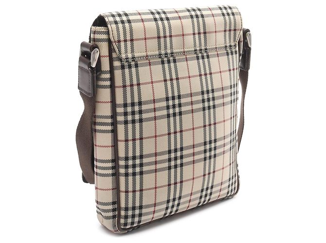 Borsa a tracolla in tela check beige Burberry - vista 2