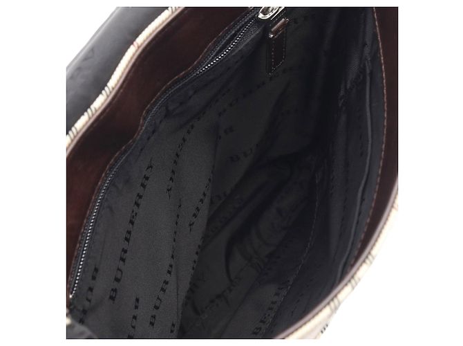 Borsa a tracolla in tela check beige Burberry - vista 3