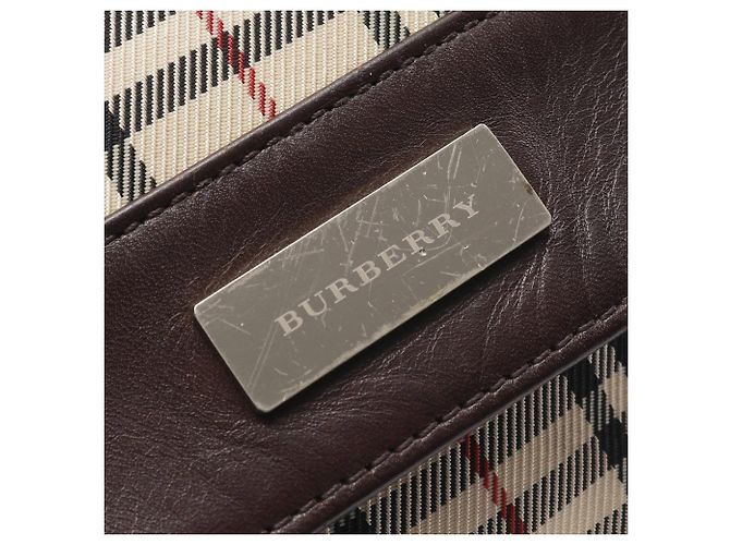 Borsa a tracolla in tela check beige Burberry - vista 4