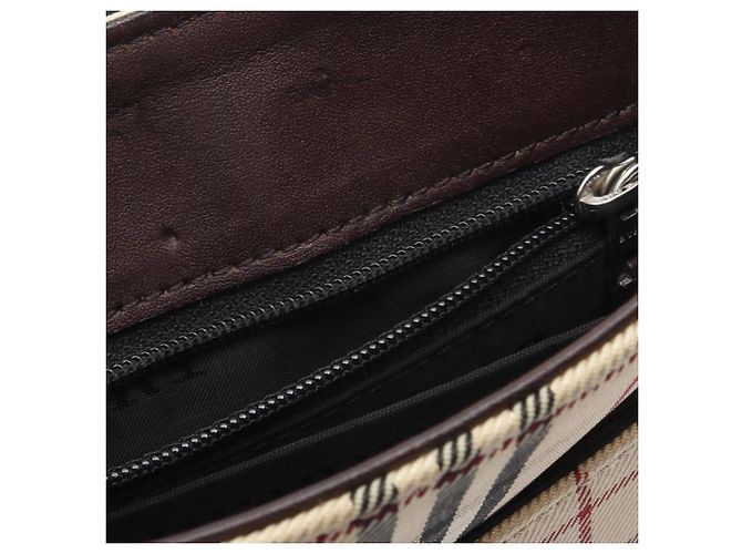 Borsa a tracolla in tela check beige Burberry - vista 5