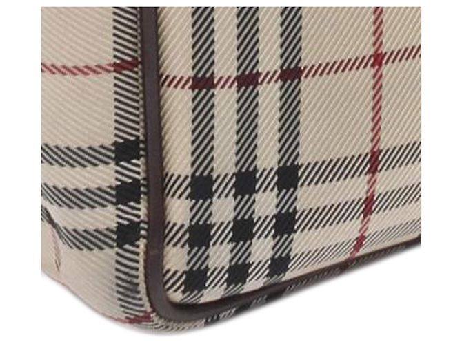 Borsa a tracolla in tela check beige Burberry - vista 8