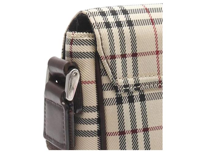 Borsa a tracolla in tela check beige Burberry - vista 9