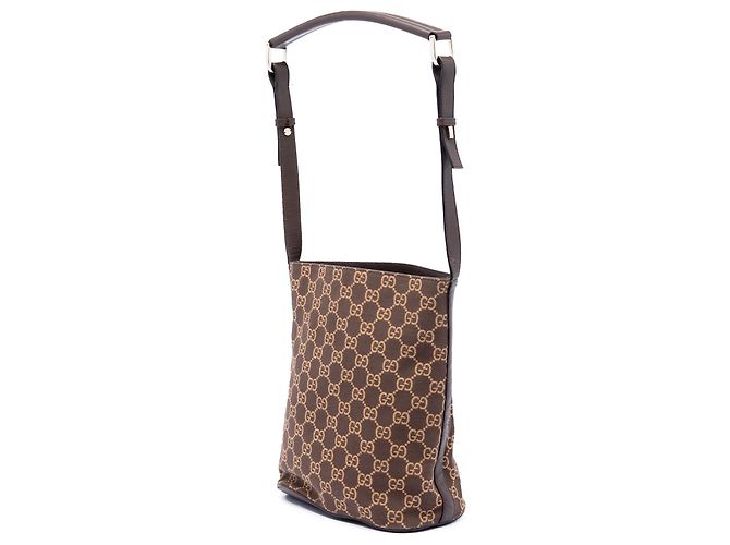 Borsa a spalla Gucci in tela GG marrone Marrone scuro - vista 2