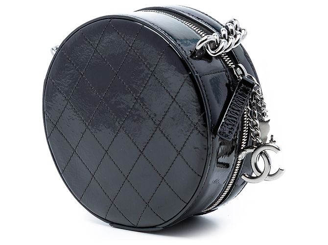 Borsa rotonda in vernice nera Chanel As Earth Nero - vista 2