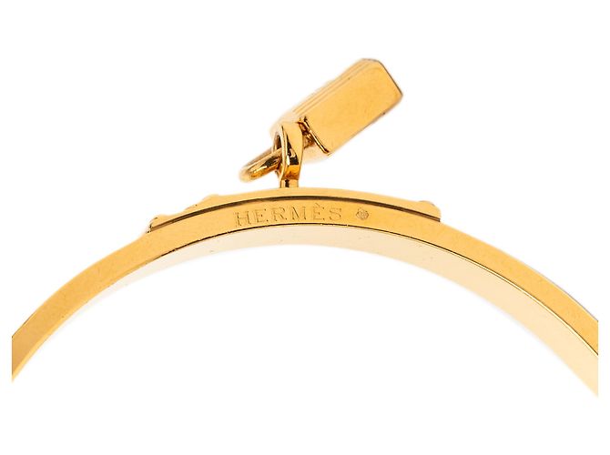Kelly Bracciale Bangle Cadena Lock in Epsom placcato oro verde Hermès - vista 4