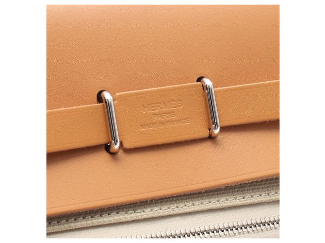 Herbag Zip 20 in Tela Militare Marrone e Vacca Hunter di Hermès Carne - vista 4