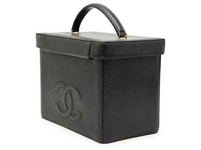 Vanity Scatola da trucco in caviar nero CC di Chanel - vista 2