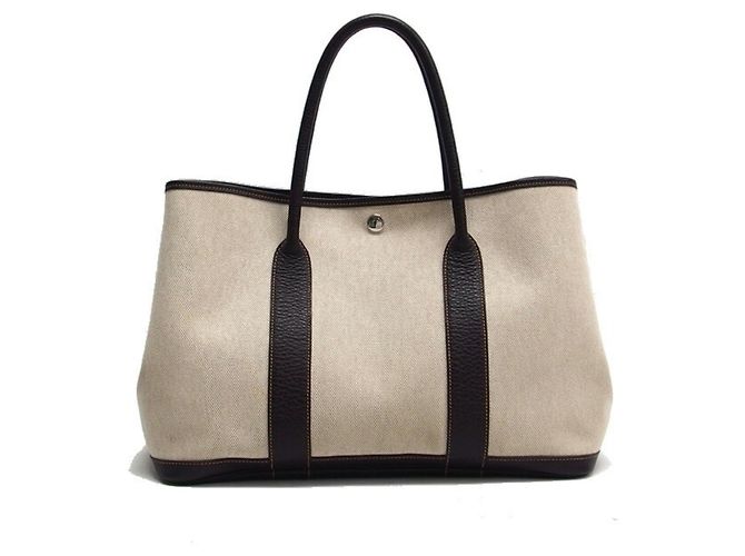 Hermès Garden PM Tote Bag Beige Dunkelbraun - Ansicht 2