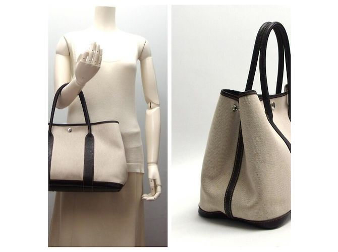 Hermès Garden PM Tote Bag Beige Dunkelbraun - Ansicht 3