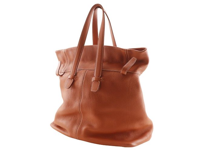 Borsa Tote Hermès Tar Marrone in Pelle Taurillon Clemence - vista 2